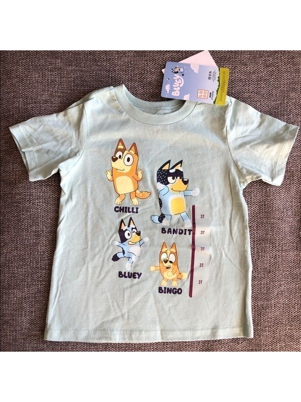 MOOSE Toddler Boy Girl Bluey Printed Short Sleeve T-Shirt Green 3T - Picture 2 of 7
